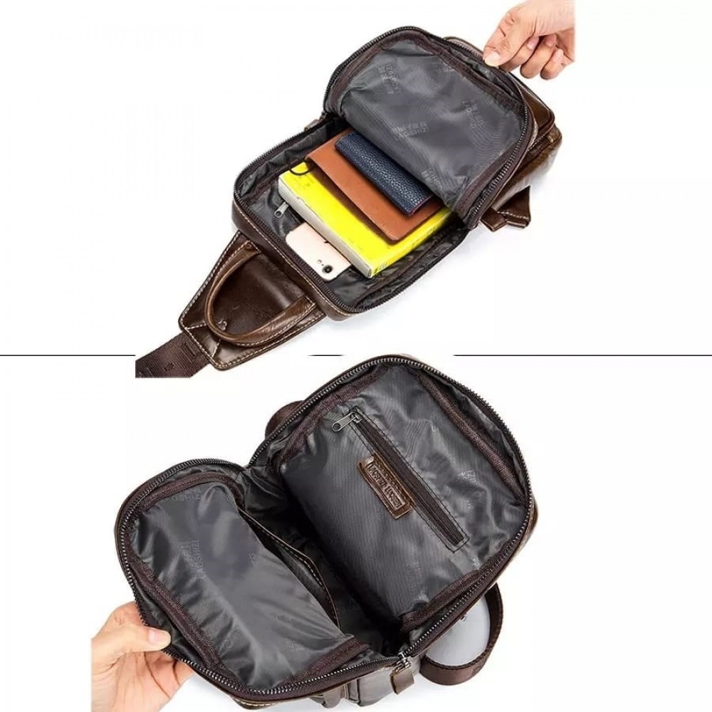 Bolsa Masculina Transversal Em Couro Mil O